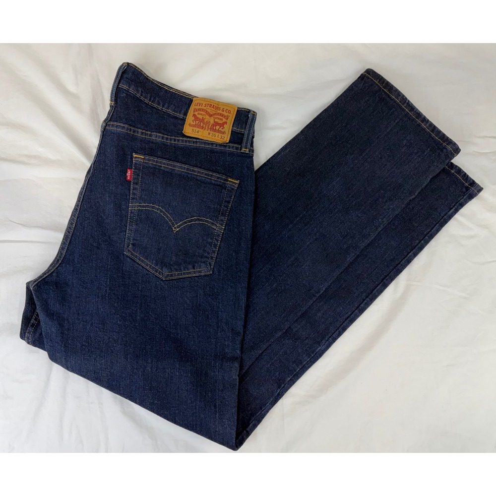 Levi's 514 Men's Jeans 36x32 Straight Fit Dark Wash Stretch Denim